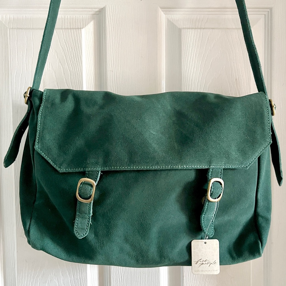 FREE PEOPLE Zahara Suede Messenger Bag / Enchanted Forest - Picture 15 of 16